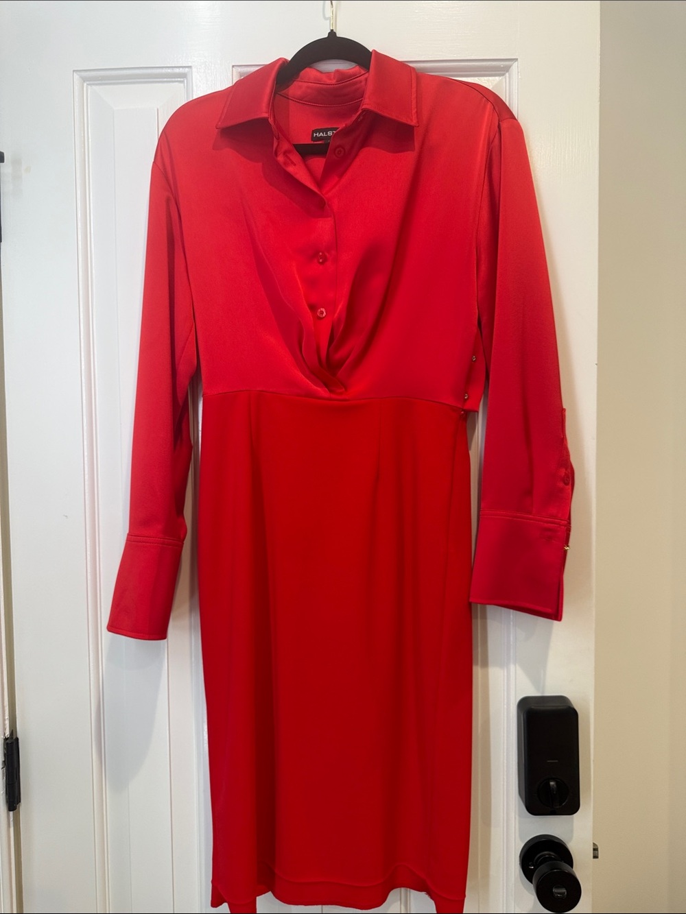 Halston size 2  Long-Sleeve Draped Shirt Dress